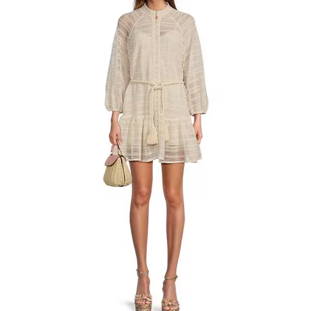 Antonio Melani Brynn Crochet Mock Neck Long Sleeve Dress